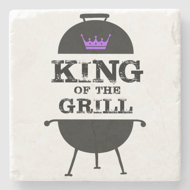 King Of The Grill, Black Purple Crown Stone Coaster (Front)
