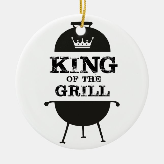 King Of The Grill, Black White Crown Ceramic Tree Decoration (Front)