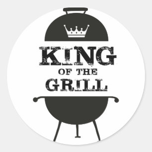 King Of The Grill, Black White Crown Classic Round Sticker