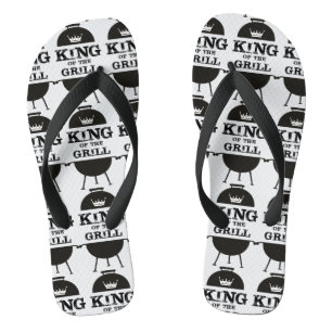 King Of The Grill, Black White Crown Flip Flops
