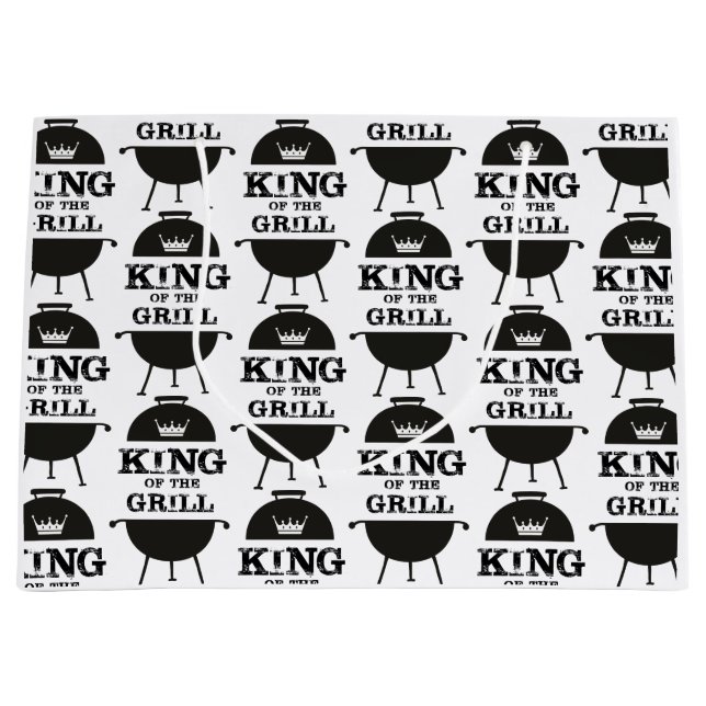 King Of The Grill, Black White Crown Large Gift Bag (Front)