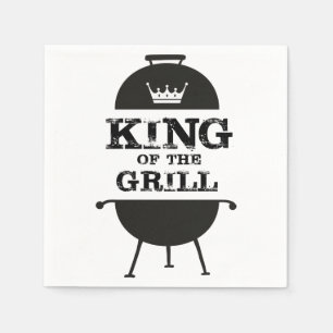 King Of The Grill, Black White Crown Napkin