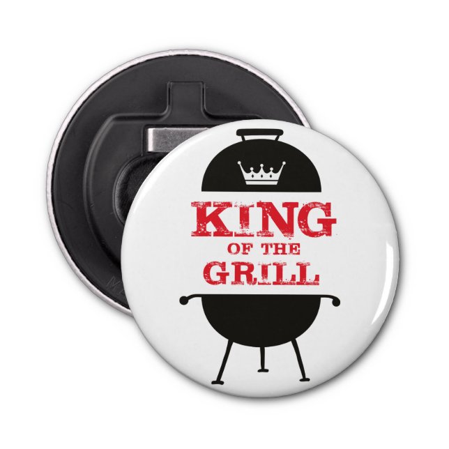 King Of The Grill, Black White Crown Red Bottle Opener (Front)