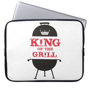 King Of The Grill, Black White Crown Red Laptop Sleeve