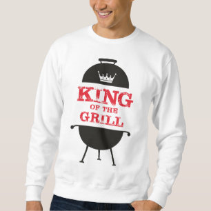 King Of The Grill, Black White Crown Red Sweatshirt