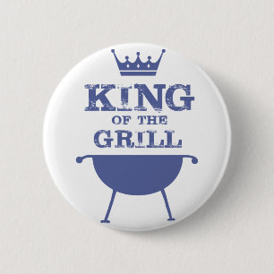 King Of The Grill, Blue 6 Cm Round Badge