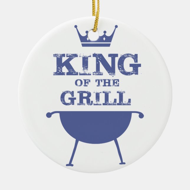 King Of The Grill, Blue Ceramic Tree Decoration (Front)