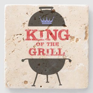 King Of The Grill, Blue Crown Red Stone Coaster