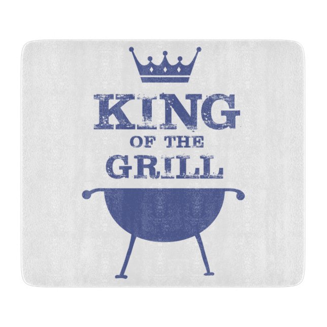 King Of The Grill, Blue Cutting Board (Front)