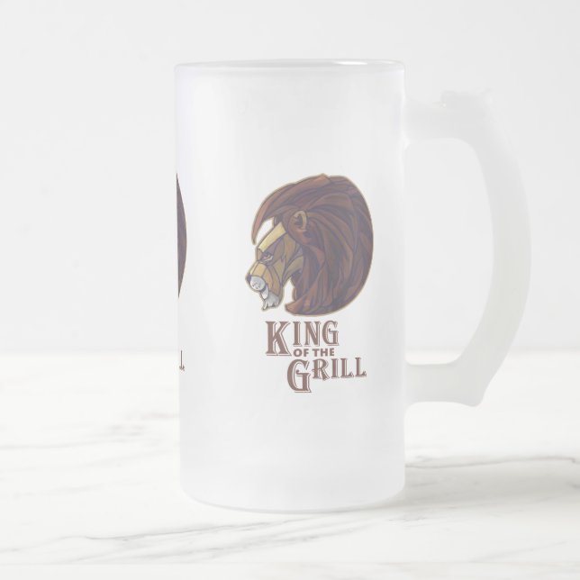 King of the Grill Frosted Glass Beer Mug (Right)