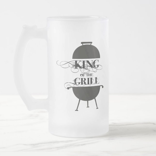 King Of The Grill Frosted Glass Beer Mug (Left)
