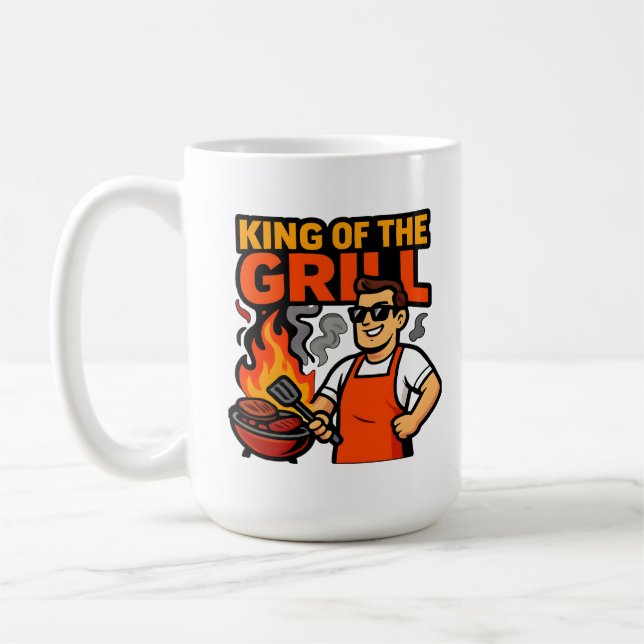 King of the Grill Funny Father's Day BBQ Master  Coffee Mug (Left)