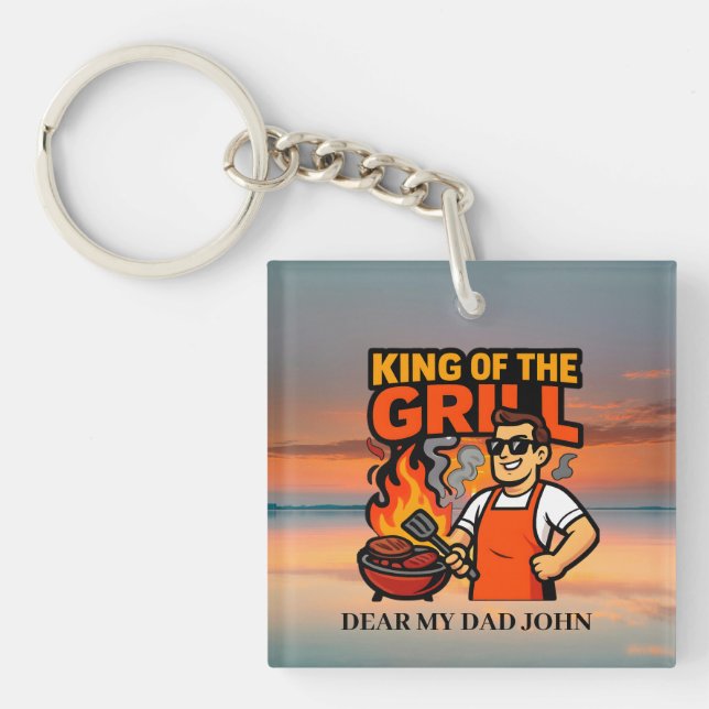 King of the Grill Funny Father's Day BBQ Master  Key Ring (Front)