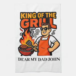 King of the Grill Funny Father's Day BBQ Master Tea Towel