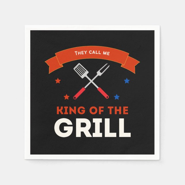 King of the Grill funny multi-color Napkin (Front)
