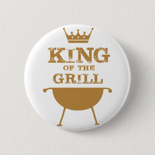 King Of The Grill, Gold 6 Cm Round Badge