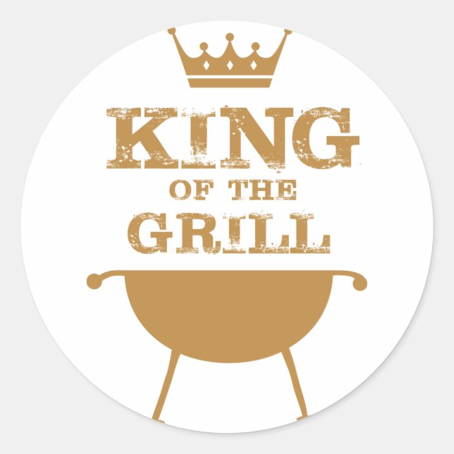 King Of The Grill, Gold Classic Round Sticker (Front)