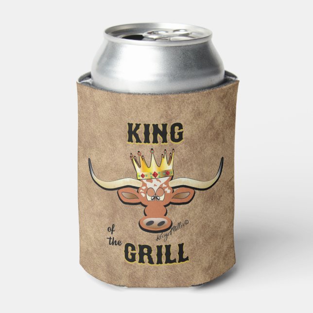 King Of The Grill - Longhorn Steer Can Cooler (Can Front)