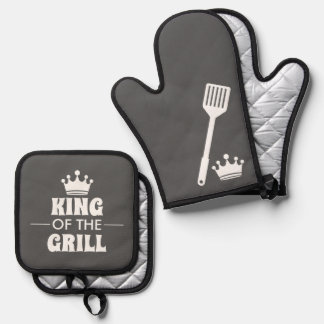 King Of The Grill Oven Mitt & Pot Holder Set
