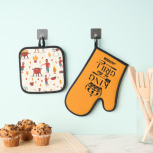 King of the Grill Oven Mitt & Pot Holder Set