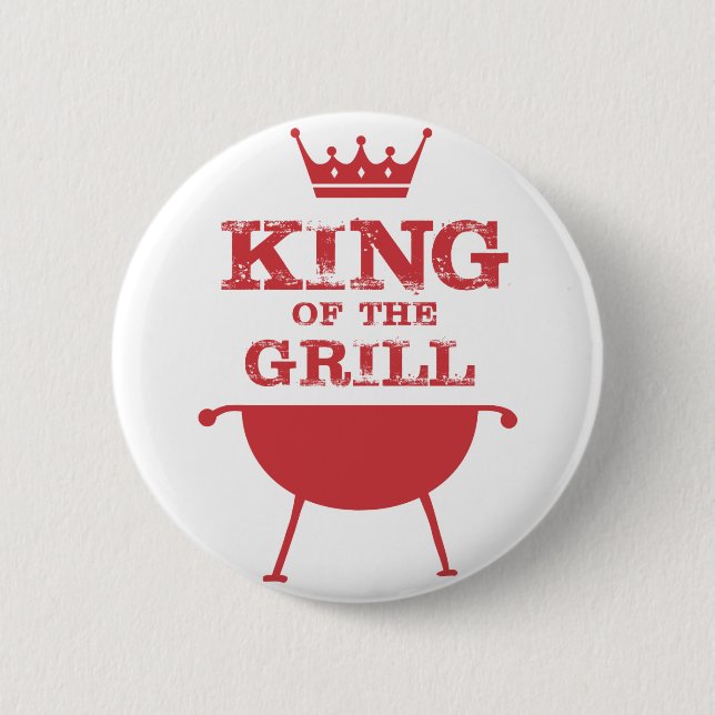 King Of The Grill, Red 6 Cm Round Badge (Front)