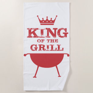 King Of The Grill, Red Beach Towel