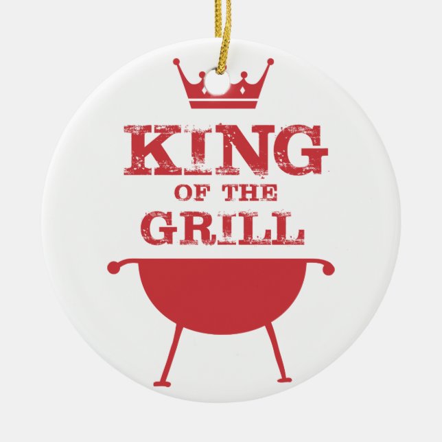 King Of The Grill, Red Ceramic Tree Decoration (Front)