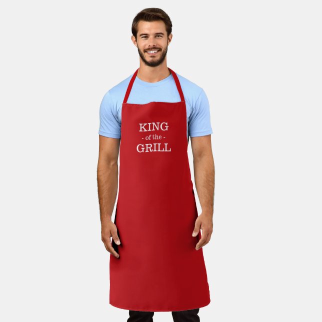 King of the Grill red custom solid modern bbq men  Apron (Worn)