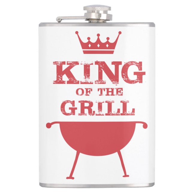 King Of The Grill, Red Hip Flask (Front)