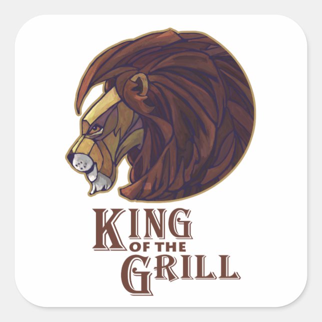 King of the Grill Square Sticker (Front)