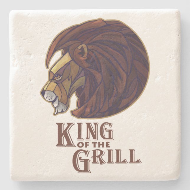 King of the Grill Stone Coaster (Front)