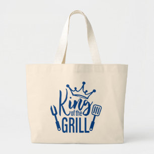 King of the Grill Typography Large Tote Bag