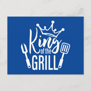 King of the Grill Typography Postcard