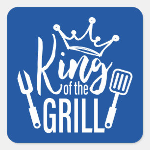 King of the Grill Typography Square Sticker