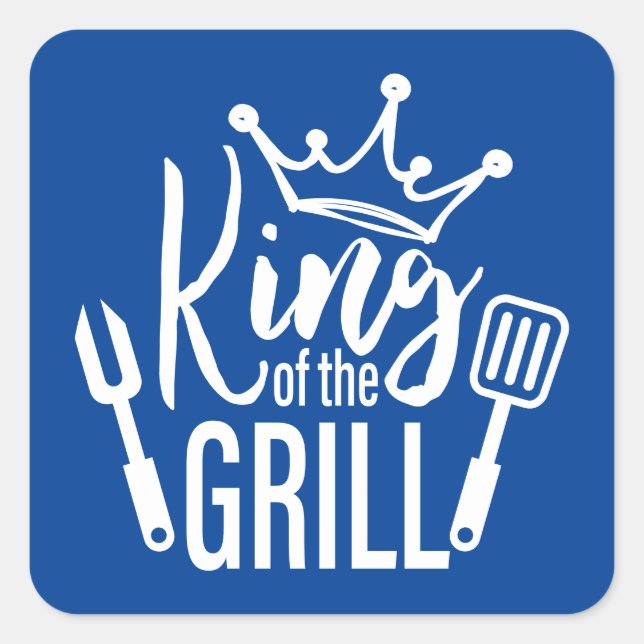 King of the Grill Typography Square Sticker (Front)