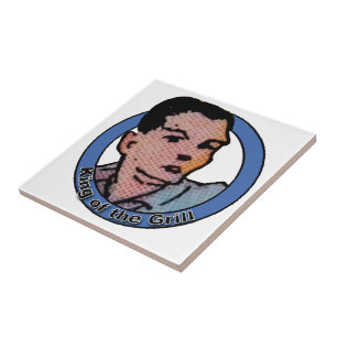 King of the Grill Vintage Cartoon Tile