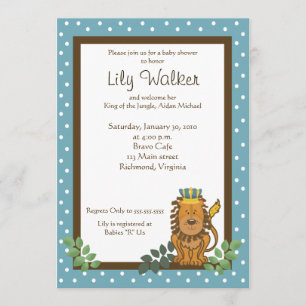 King of the Jungle Lion Baby Shower 5x7 Invite