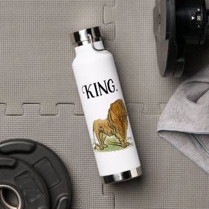 King of the Jungle Lion Cartoon, Bold Wildlife Art Water Bottle