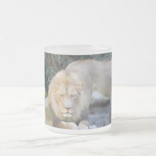 King of the Jungle 'Lion' Frosted Glass Coffee Mug