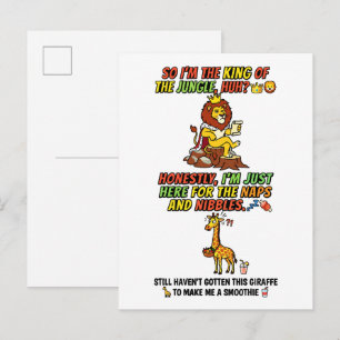 King Of The Jungle Lion Naps Funny Postcard