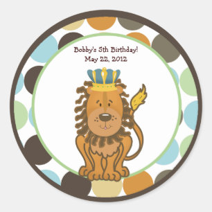 King of the Jungle Round Custom Favour Sticker