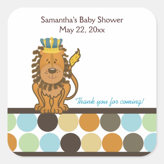 King of the Jungle SQUARE Favour Sticker (Front)