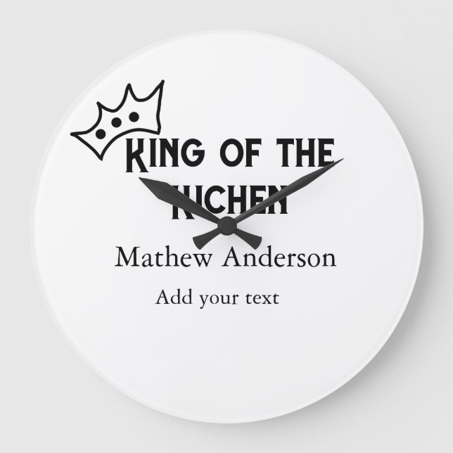 King of the kitchen add name chef bakery cooking t large clock (Front)