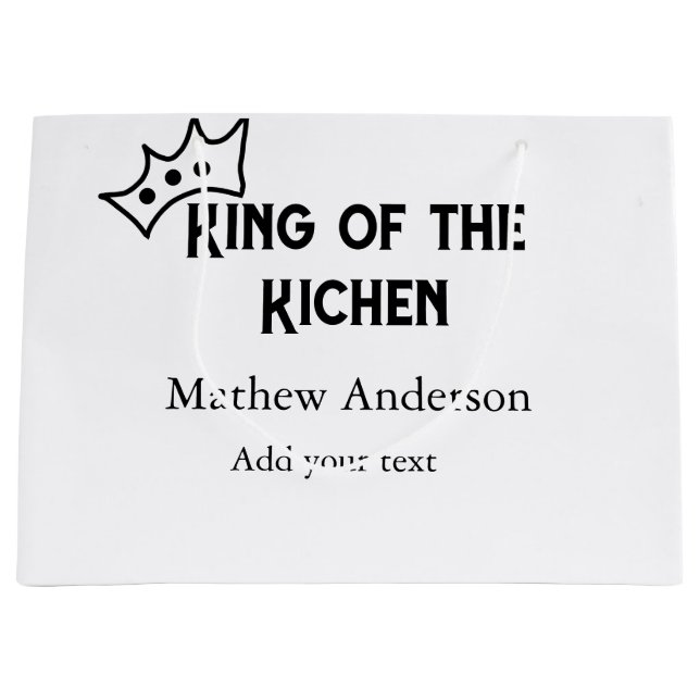 King of the kitchen add name chef bakery cooking t large gift bag (Front)