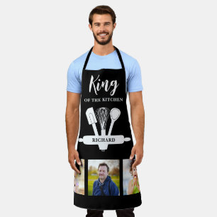 King Of The Kitchen Black And White Name Photo Apron