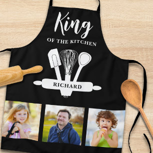 King Of The Kitchen Black And White Name Photo Apron