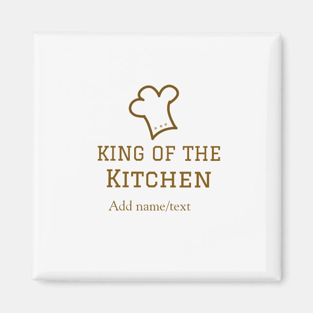King of the kitchen brown chef cooking brown hat magnet (Front)