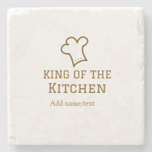 King of the kitchen brown chef cooking brown hat stone coaster