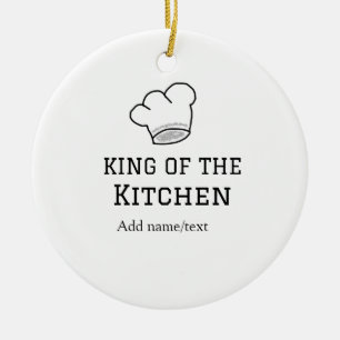King of the kitchen chef cooking add name crown ha ceramic tree decoration