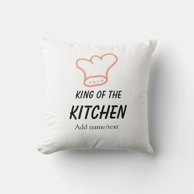 King of the kitchen chef cooking add name crown ha cushion (Front)